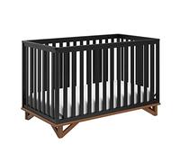 Storkcraft Santa Monica Berceau convertible 5 en 1 (noir avec bois flotté vintage) - Certifié GREENGUARD Gold, design moderne, berceau bicolore, se transforme en lit d'enfant, lit de jour et lit