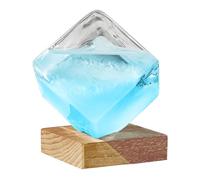 Storm Glass Weather Predictor - Boule à neige, station météo | Design en forme de cube, verre de prévision décoratif, prévision du climat de bureau | Baromètre cube, chambre à coucher, salon, jardin