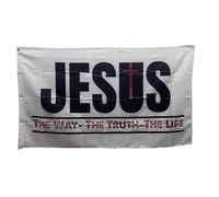 Stormflag Jesus The Way Truth Life Drapeau, 90x150cm/3x5ft Drapeaux chrétiens en polyester avec 2 œillets en laiton.
