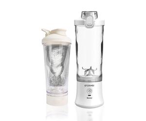 STORMIX Pack Blender & Shaker Électrique - Mixeur Portable 150W - 6 Lames Inox - USB-C Rechargeable - Smoothies, Shakes & Protéines - 600ml - Silencieux - Batterie Longue Durée - Design Compact