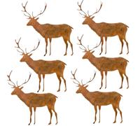 Storm's Gartenzaubereien Lot de 6 cartes de table décoratives en métal - Élan patiné - Décoration de table polyvalente pour anniversaire, automne - Cartons de table originaux - Décoration de couronne