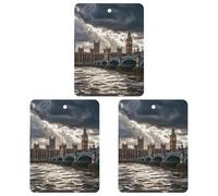 Stormy And Gloomy Weather Lot de 3 désodorisants carrés à suspendre pour voiture, maison, bureau, style blanc