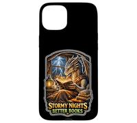 Stormy Night Cozy Dragon lisant Une créature Fantastique Coque pour iPhone 15 Plus
