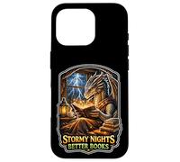 Stormy Night Cozy Dragon lisant Une créature Fantastique Coque pour iPhone 16 Pro