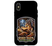 Stormy Night Cozy Dragon lisant Une créature Fantastique Coque pour iPhone X/XS