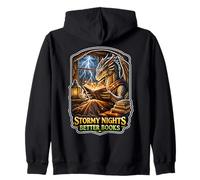 Stormy Night Cozy Dragon lisant Une créature Fantastique Sweat à Capuche