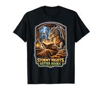 Stormy Night Cozy Dragon lisant Une créature Fantastique T-Shirt