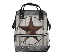 Stormy Sea Prints Sac à dos à langer pour bébé Sac à dos à langer étanche Sac à dos de voyage multifonction, Porte en bois rustique Texas Star, One Size, Sac à dos tyrolien