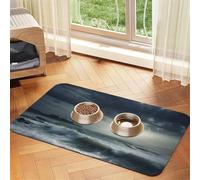 Stormy Sea Tapis de nourriture pour chien de mer, tapis d'alimentation absorbant pour gamelles de nourriture et d'eau, tapis de placement antidérapant pour sols - Imperméable - Séchage rapide - Pour