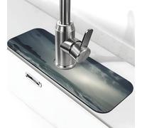 Stormy Sea - Tapis de robinet pour évier de cuisine, 14 x 38 cm, tapis à séchage rapide, plateau d'évier super absorbant, poignée de robinet, attrape-gouttes pour cuisine
