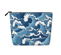 Stormy Sea Trousse de maquillage grande capacité en faux chanvre, étui portable zippé résistant à l'eau