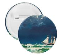 Stormy Waves Badge vintage en métal rond pour sac à dos, broche tendance pour chemises, vestes, châle, manteau unisexe, 12PCS, Fer blanc, épingles rondes en métal