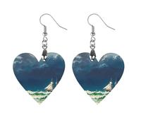 Stormy Waves Boucles d'oreilles vintage en forme de voilier en bois pour femme, bijoux vintage élégants en bois, boucles d'oreilles légères pour mariage, fête, cadeau de tous les jours, Love, Bois