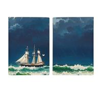 Stormy Waves Étui de passeport vintage en forme de voilier avec emplacements pour cartes de crédit et fente pour carte d'embarquement pour voyage, carte d'identité familiale (20,3 x 13,7 cm)