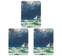 Stormy Waves Lot de 3 désodorisants carrés à suspendre pour voiture, maison, bureau, style noir