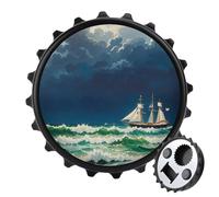 Stormy Waves Ouvre-bouteille magnétique en forme de voilier vintage, outil de cuisine peu encombrant, décapsuleur amusant et aimant de réfrigérateur pour camping, voyage, camping Noir
