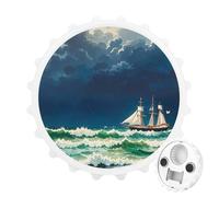 Stormy Waves Ouvre-bouteille magnétique vintage en forme de voilier - Outil de cuisine peu encombrant - Ouvre-bière amusant et aimant de réfrigérateur pour camping, voyage, camping - Blanc