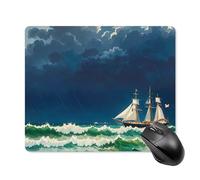 Stormy Waves Tapis de souris carré vintage avec base en caoutchouc antidérapant 18 x 22 cm Tapis de souris ultra fin pour ordinateur portable Accessoires de bureau