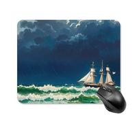Stormy Waves Tapis de souris carré vintage avec base en caoutchouc antidérapant 20 x 25 cm Tapis de souris ultra fin pour ordinateur portable Accessoires de bureau