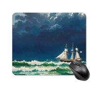 Stormy Waves Tapis de souris carré vintage avec base en caoutchouc antidérapant 25 x 30 cm Tapis de souris ultra fin pour ordinateur portable Accessoires de bureau