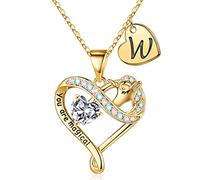 STORUP Cadeau licorne pour filles, plaqué or 14 carats avec pendentif en forme de cœur coloré en oxyde de zirconium pour filles et femmes, Plaqué or, Zircone cubique