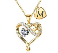STORUP Cadeau licorne pour filles, plaqué or 14 carats avec pendentif en forme de cœur coloré en oxyde de zirconium pour filles, femmes, bijoux licornes cadeaux pour filles et femmes, plaqué or