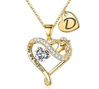 STORUP Cadeau licorne pour filles, plaqué or 14 carats avec pendentif en forme de cœur coloré en oxyde de zirconium pour filles et femmes, Plaqué or, Zircone cubique