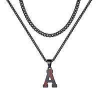 STORUP Colliers de baseball pour garçons et hommes, colliers en acier inoxydable avec initiale de baseball pour garçons, collier à maillons cubains, bijoux cadeaux de baseball pour hommes et garçons