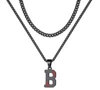 STORUP Colliers de baseball pour garçons et hommes, colliers en acier inoxydable avec initiale de baseball pour garçons, collier à maillons cubains, bijoux cadeaux de baseball pour hommes et garçons