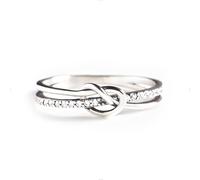 Story Jewellery Bague en forme de cœur en argent sterling 925 avec inscription « Mother & Daughter Bond is a Knot Tied by Angel's Hands », 5, Argent sterling, Zircone cubique