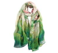 STORY OF SHANGHAI Femme Foulard 100% Soie Imprime Floral Colore Grande Echarpe Chale Ultra-Leger Respirant Elegant 175 x 110CM, Vert Multicolore Hahs13a011, Taille unique