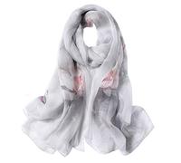 STORY OF SHANGHAI Femme Foulard 100% Soie Imprime Floral Grande Echarpe Châle Ultra-Léger Respirant Elégant 175 * 110CM,Gris Lotus