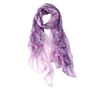 STORY OF SHANGHAI Femme Foulard 100% Soie Imprime Floral Grande Echarpe Châle Ultra-Léger Respirant Elégant 175 * 110CM,Violet Lis