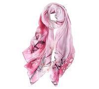 STORY OF SHANGHAI Femme Foulard 100% Soie Imprime Floral Grande Echarpe Châle Ultra-Léger Respirant Elégant 175 * 110CM,Rose Fleur de Pêche