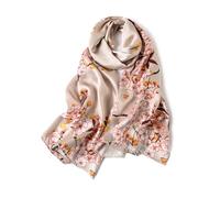 STORY OF SHANGHAI Foulard en 100% soie pour femmes, Foulard en soie de luxe, Foulard en soie naturelle pour femmes, Etole comme cadeau, Chaud, léger et doux, 53 * 170 cm,Fleurs roses