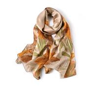 STORY OF SHANGHAI Foulard en soie pour femmes, foulard de luxe en soie naturelle, écharpe cadeau, chaud, léger et doux, 53 * 170 cm, fleurs jaune clair