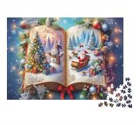 Storybook de Noël 1000 Pièces Puzzle Unique Belle Décoration Familiale Livre de Noël avec des scènes Puzzles Jouets De Difficiles pour La Famille 52x38cm/1000pcs