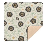 Storybook Tapis de jeu en mousse souple pour l'intérieur et l'extérieur, non toxique, motif léopard, noir, à paillettes dorées et tapis d'éveil pour bébés, enfants, tout-petits, nourrissons, 127 x 127