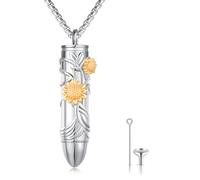 StoryMidir Collier urne en forme de balle pour cendres funéraires en argent sterling 925 avec pendentif tournesol