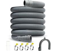 Storystore Rallonge de tuyau de vidange, 1,5 m, universelle, pour machine à laver, lave-vaisselle, avec connecteur en étrier et colliers de serrage, kit d'extension pour tuyau d'évacuation des eaux