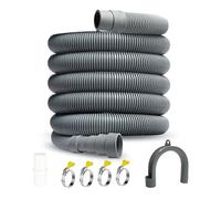 Storystore Rallonge de tuyau de vidange, rallonge universelle de 2 m, pour machine à laver et lave-vaisselle, avec connecteur en étrier et colliers de serrage, kit d'extension pour tuyau d'évacuation