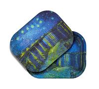 Stotir Plateau à Rouler en métal de qualité supérieure avec Couvercle magnétique Souple en PVC, Petit Plateau Van Gogh Art, Rangement Parfait pour la Maison ou Les déplacements, 17,8 x 14,9 cm