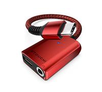 Stouchi Adaptateur d'Écouteur Jack 3.5mm PD USB C, 2-en-1 USB Type C vers Adaptateur Audio Aux pour Casque, DAC Haute Résolution, Prise en Charge Samsung Galaxy S22 S21, Pad Pro Mini6, Pixel 6a,Rouge