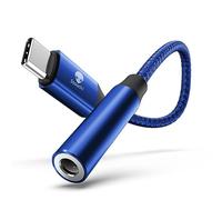 Stouchi Adaptateur USB C Jack de Casque 3,5mm, écouteurs Audio Numérique Type C vers Aux,Clé Audio,Puce DAC Haute Résolution,Compatible avec Samsung Galaxy S23 Ultra S22+,Pixel 7,Bleu 1 Paquet