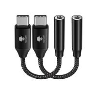 Stouchi Adaptateur USB C Jack de Casque 3,5mm, écouteurs Audio Numérique Type C vers Aux udio,Puce DAC Haute Résolution,Compatible avec Samsung Galaxy S23 Ultra S22+,Pixel 6a,Noir Paquet de 2