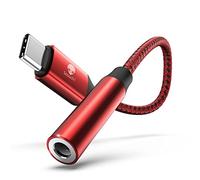 Stouchi Adaptateur USB C Jack de Casque 3,5mm, écouteurs Audio Numérique Type C vers Aux,Clé Audio,Puce DAC Haute Résolution,Compatible avec Samsung Galaxy S23 S22 Ultra,Pixel 7,Pad Mini 6 Rouge
