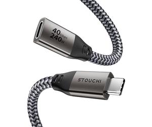 Stouchi Câble d'extension USB 4 40 Gbit/s de 50cm, 240 W à charge rapide, câble de type C mâle vers femelle 8K @ 60 Hz, compatible avec Thunderbolt 4, MacBook, iPhone 17/16, clé USB, hub USB