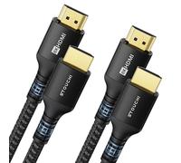 Stouchi Câble HDMI 2.1 1.2m, 8K Ultra HD 48Gbps Haute Vitesse 8K60 4K120 144Hz RTX 3080 eARC HDR10 4:4:4 HDCP 2.2&2.3 Dolby Compatible avec Fire TV/Roku TV/PS5/Xbox Series X/LG,Noir,1 2 Paquets