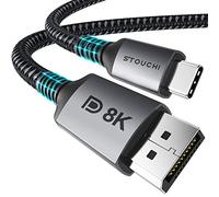 Stouchi Câble USB C DisplayPort 1.4 8K@60Hz 4K@144Hz/120Hz 5K@60Hz 2K@240Hz Thunderbolt 3 vers DisplayPort HBR3 32,4Gbps Type C DP 1.4 pour M1 MacBook Pro 2021 Mac Mini XPS 2M/6.6ft Certifié VESA