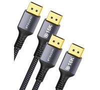 Stouchi Lot de 2 câbles DisplayPort 2.1 3M DP 2.1 Résolutions 16K@60Hz,10K@60Hz,8K@120Hz,4K@240Hz/165 Hz/144Hz Bande passante de 80Gbit/s HDR,HDCP 2.2,DSC 1.2a Compatible FreeSync,G-Sync